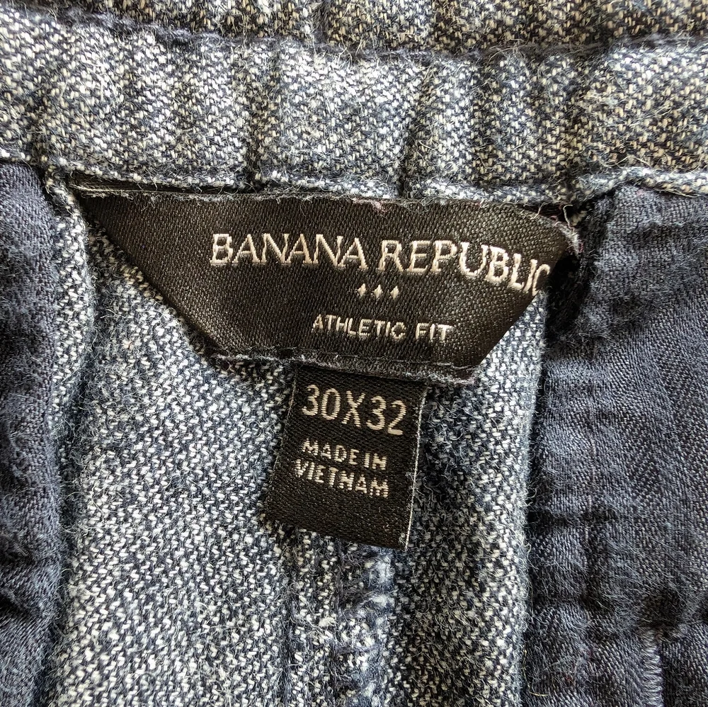 Banana Republic Men's Athletic Fit Tapered Pants, Linen Blend, Blue 30x32